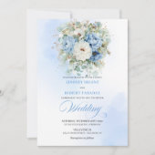 Bohemian Dusty Blue Peony Eucalyptus Wedding Invit 招待状 (正面)