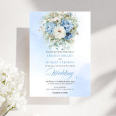 Bohemian Dusty Blue Peony Eucalyptus Wedding Invit 招待状