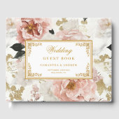 Bohemian Dusty Pink Gold Watercolor Guest Book ゲストブック (正面)