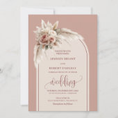 Bohemian Dusty Pink Pampas Arch Wedding Invitation 招待状 (正面)