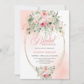 Bohemian Dusty Rose Floral Bridal Shower Invites 招待状 (正面)