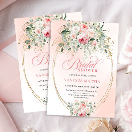 Bohemian Dusty Rose Floral Bridal Shower Invites 招待状