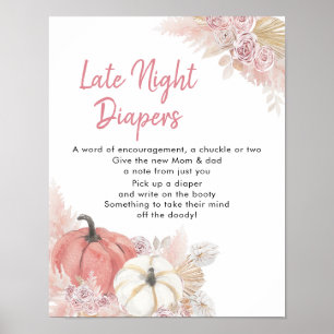 Bohemian Fall in Love Pumpkin Late Night Diaper ポスター