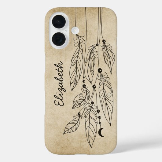 Bohemian Feathers Drawing Vintage Background Case-Mate iPhoneケース (裏面)