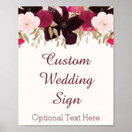 Bohemian Floral Cards & Gifts Custom Wedding Sign ポスター