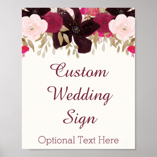 Bohemian Floral Cards & Gifts Custom Wedding Sign ポスター (正面)