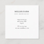 bohemian floral elegant farmhouse business card スクエア名刺 (裏面)