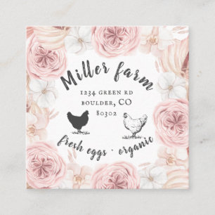 bohemian floral elegant farmhouse business card スクエア名刺