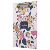 Bohemian Floral Navy Name Monogram クリップボード (左)