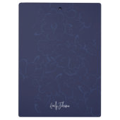 Bohemian Floral Navy Name Monogram クリップボード (裏面)