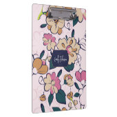 Bohemian Floral Navy Name Monogram クリップボード (右)