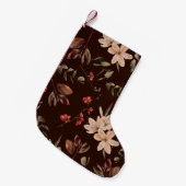 Bohemian floral seamless pattern with dark brown b スモールクリスマスストッキング (正面 (吊り時))
