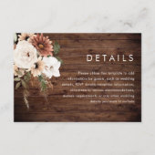 Bohemian Floral Terracotta Rustic Wood Wedding Det エンクロージャーカード (正面)