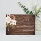 Bohemian Floral Terracotta Rustic Wood Wedding Det エンクロージャーカード (スタンド正面)