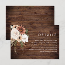Bohemian Floral Terracotta Rustic Wood Wedding Det