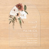 Bohemian Floral Terracotta Wedding Arch アクリル招待状 (正面)