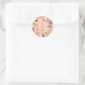 Bohemian Floral Wreath Caramel Initials Stickers ラウンドシール (バッグ)