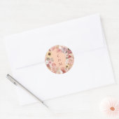Bohemian Floral Wreath Caramel Initials Stickers ラウンドシール (封筒)