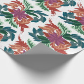 Bohemian Folk Art Floral Pattern Wrapping Paper ラッピングペーパー (角)