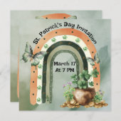 Bohemian Green Watercolor Rainbow Illustration 招待状 (正面/裏面)