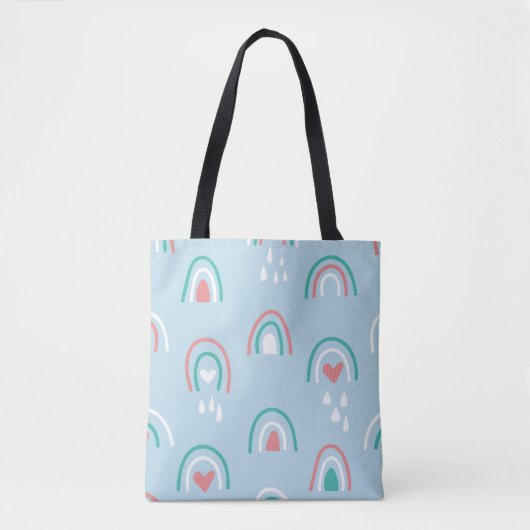 Bohemian hand drawn seamless pattern with rainbow トートバッグ (正面)