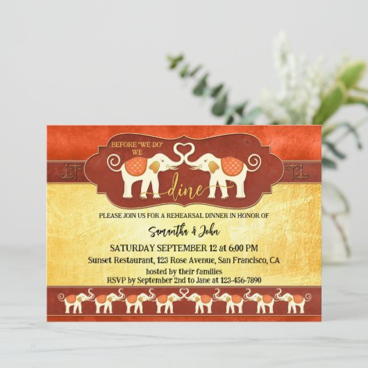 Bohemian Indian Elephants Rehearsal Dinner 招待状 (スタンド正面)