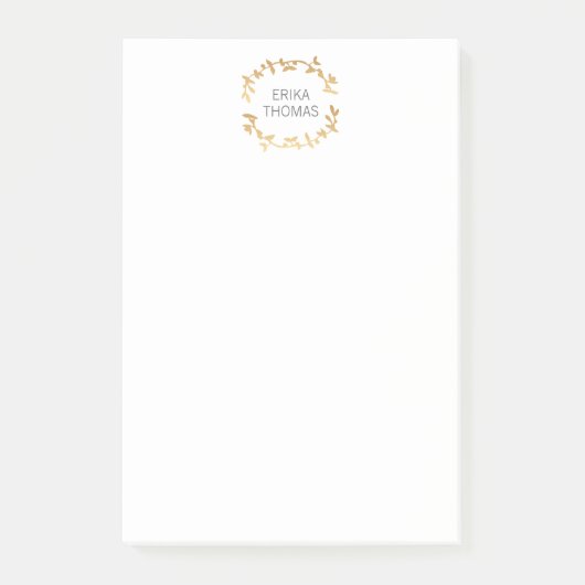 BOHEMIAN LEAFリースロゴ入り金ゴールドポストイット®ノート ポストイット (正面)