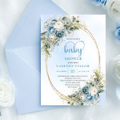 Bohemian Light Blue Eucalyptus Baby Shower Invite  招待状