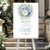 Bohemian Light Blue Floral Bridal Shower Welcome ポスター