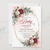 Bohemian Marsala Floral Baby Shower Invitation 招待状 (正面)