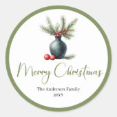 Bohemian Minimalist Christmas Bouquet Sticker ラウンドシール (正面)