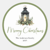 Bohemian Modern Christmas Lantern Gift Sticker ラウンドシール (正面)