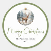 Bohemian Modern Christmas Scene Neutral Holiday  ラウンドシール (正面)