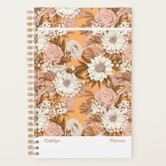 Bohemian Modern Orange and Peach Floral Planner プランナー手帳 (正面)
