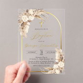 Bohemian Neutral Pampas Grass Baptism Christening  アクリル招待状 (インサイチュ (ポータブル))