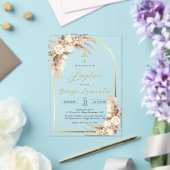 Bohemian Neutral Pampas Grass Baptism Christening  アクリル招待状 (インサイチュ (ウェディング))