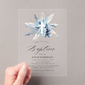 Bohemian pampas grass blue floral cross baptism アクリル招待状 (インサイチュ (ポータブル))