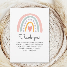 Bohemian Pastel Rainbow Baby Shower for a Girl サンキューカード