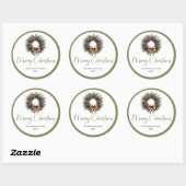 Bohemian Pine Wreath Minimalist Gift Sticker ラウンドシール (シート)