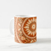 Bohemian Radiance: Terracotta Mandala Ceramic コーヒーマグカップ (正面左)