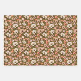 Bohemian romantic floral wedding shower ラッピングペーパーシート