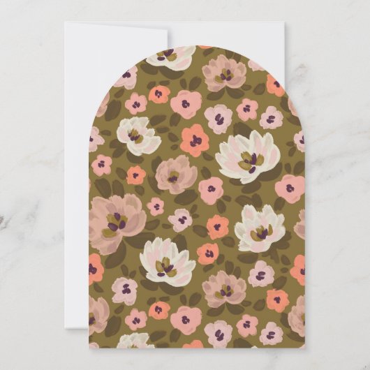 Bohemian romantic painted floral garden wedding 招待状 (裏面)