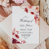 Bohemian Rose Elegant Rustic Wedding Invitation 招待状