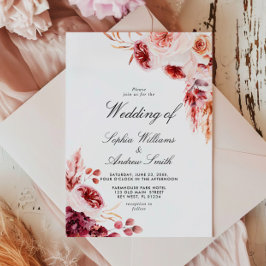 Bohemian Rose Elegant Rustic Wedding Invitation 招待状