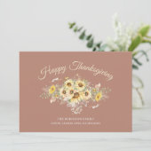 Bohemian Rose Floral Sunflowers Happy Thanksgiving シーズンカード (スタンド正面)