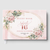 Bohemian Rose Gold Floral Eucalyptus Sweet Sixteen ゲストブック (正面)