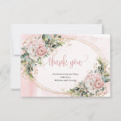 Bohemian Rose Gold Floral Greenery Thank You Card サンキューカード (正面)