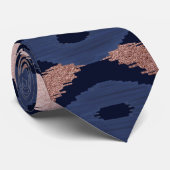 Bohemian Rose Gold Navy Blue Ikat Pattern ネクタイ (ロール)