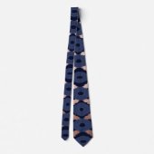 Bohemian Rose Gold Navy Blue Ikat Pattern ネクタイ (裏面)