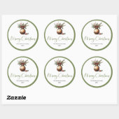 Bohemian Rustic Christmas Bouquet Neutral Sticker ラウンドシール (シート)